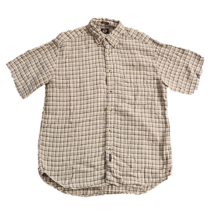 3/$20 Dockers Tan Blue & White Plaid Button-Up Shirt